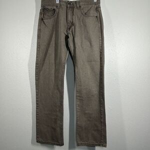 Members Property Jeans Mens W34 L34 Slim Straight‎ Washed Brown Five Pocket